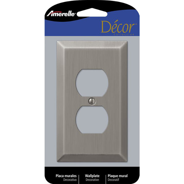 Amerelle Century Antique Nickel 1 gang Stamped Steel Duplex Wall Plate 1 pk