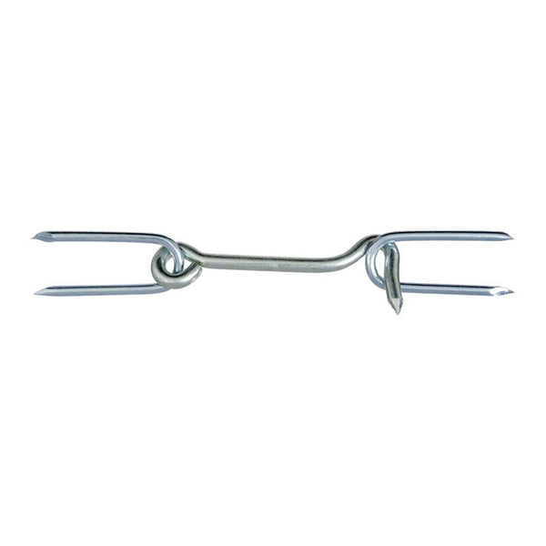Gancho para puerta de acero plateado galvanizado de 4 in de largo con grapas de National Hardware, paquete de 1