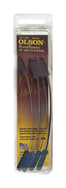 Banda de lija para tela Olson ScrollSanders de 5 pulg. de largo x 1/4 pulg. de ancho, grano 180, paquete de 4