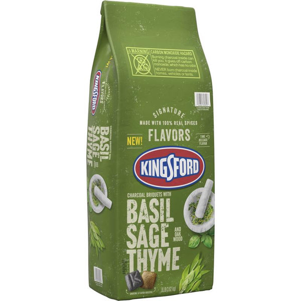 Briquetas de carbón con albahaca, salvia y tomillo totalmente naturales de Kingsford Signature, 8 lb