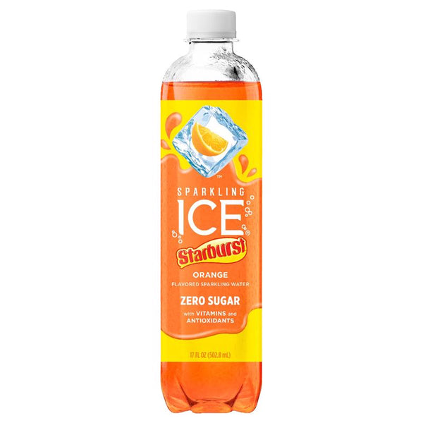 Agua embotellada Sparkling Ice Starburst de color naranja, 17 oz, paquete de 12