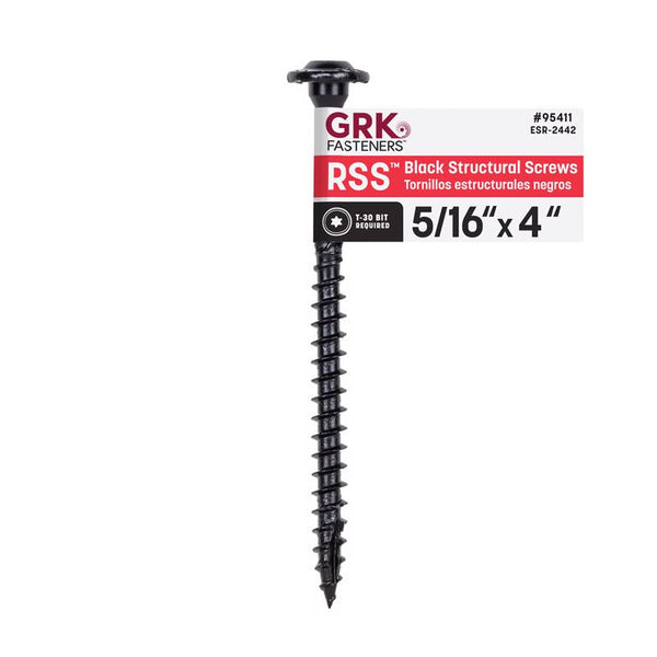 GRK RSS 5/16 or No. 15 in. X 4 in. L Star Black W-Cut Structural Wood Screws 1 pk (Pack of 50)