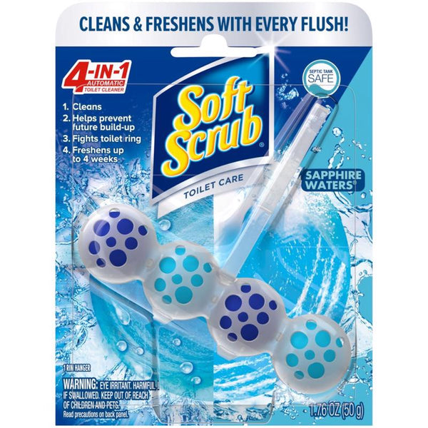 Limpiador de inodoros Soft Scrub 4 en 1 con aroma a Sapphire Waters, tableta de 1,76 oz (paquete de 6)