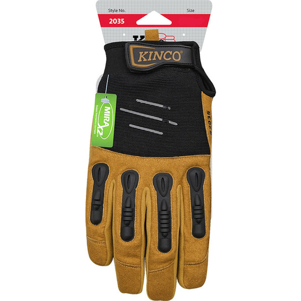 Guantes acolchados con correa de tiro para interior y exterior Kinco Foreman para hombre, color negro y tostado, talla L, 1 par