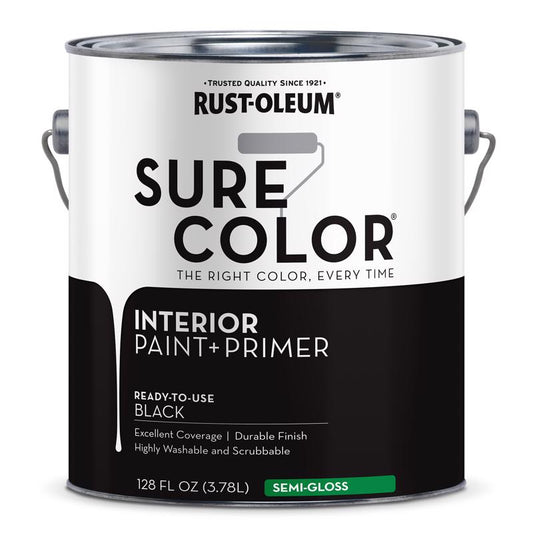 Rust-Oleum Sure Color Semi-Gloss Black Water-Based Paint + Primer Interior 1 gal (Pack of 2)