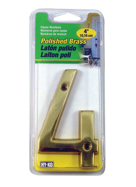Hy-Ko 4 in. Gold Brass Nail-On Number 4 1 pc.
