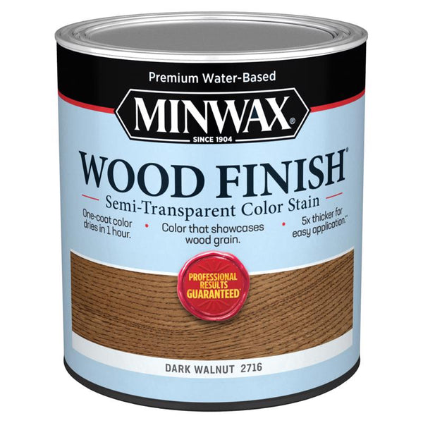 Minwax Wood Finish Water-Based Semi-Transparent Dark Walnut Water-Based Wood Stain 1 qt (Pack of 4)