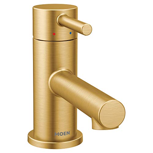 Grifo monomando para baño de perfil bajo y arco bajo en oro cepillado
