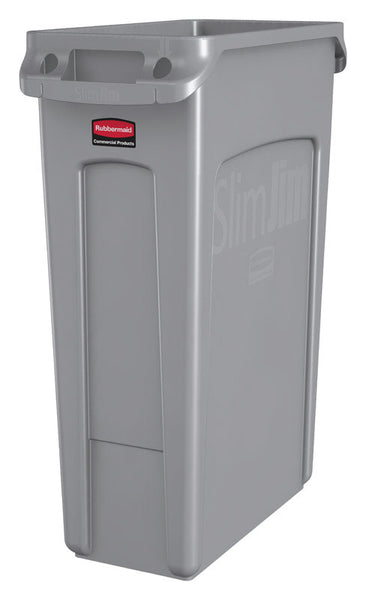 Bote de basura de resina gris Rubbermaid Slim Jim de 23 galones