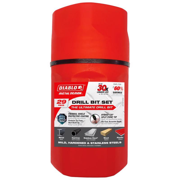 Juego de brocas de acero inoxidable Diablo Metal Demon de 29 piezas