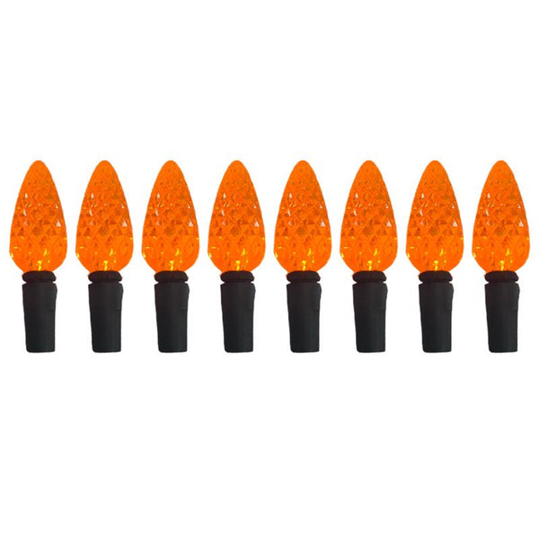 Cadena de luces LED C6 para Halloween, 100 unidades, 2 pulgadas, color naranja
