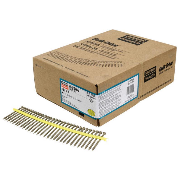 Simpson Strong-Tie Quick Drive No. 10 Sizes X 3 in. L Tan Square Ribbed Flat Head Deck Screws 1000 p - Open Box