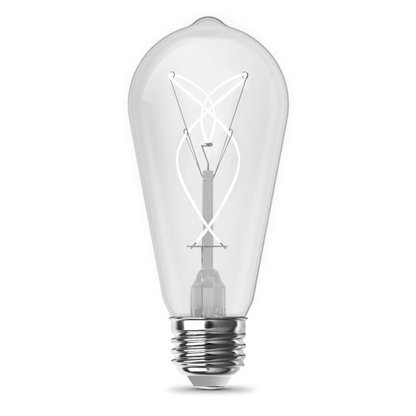 Bombilla LED de filamento Feit ST19 E26 (mediana), equivalente a 60 vatios, blanco suave, paquete de 2