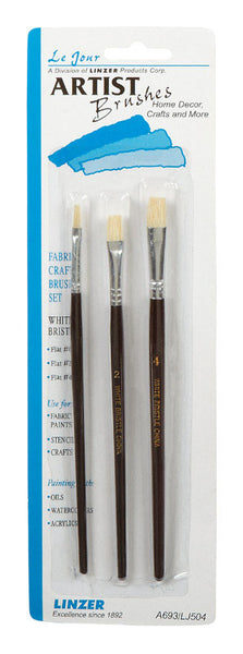Linzer No. 0, 2, 4 W Flat Artist Paint Brush Set (Pack of 12)