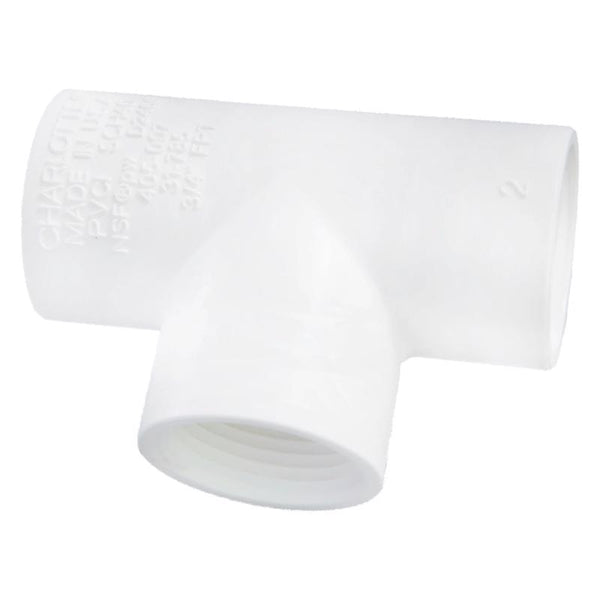 Charlotte Pipe Schedule 40 1/2 in. FPT X 1/2 in. D FPT PVC Threaded Tee 1 pk - Deal of The Week