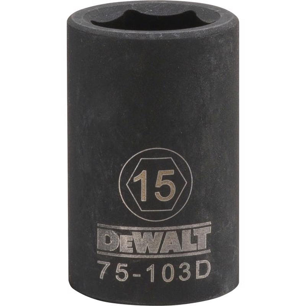 Dado de impacto métrico de 6 puntas DeWalt de 15 mm x 1/2 pulg., 1 pieza