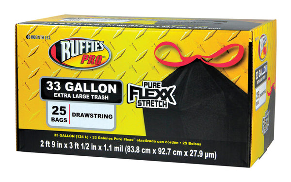 Ruffies Pro 33 gal Trash Bags Drawstring (Pack of 6)