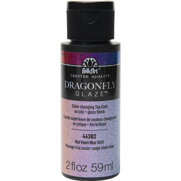 Folkart Dragonfly Glaze Red-Violet-Blue Hobby Paint 2 oz. (Pack of 3)
