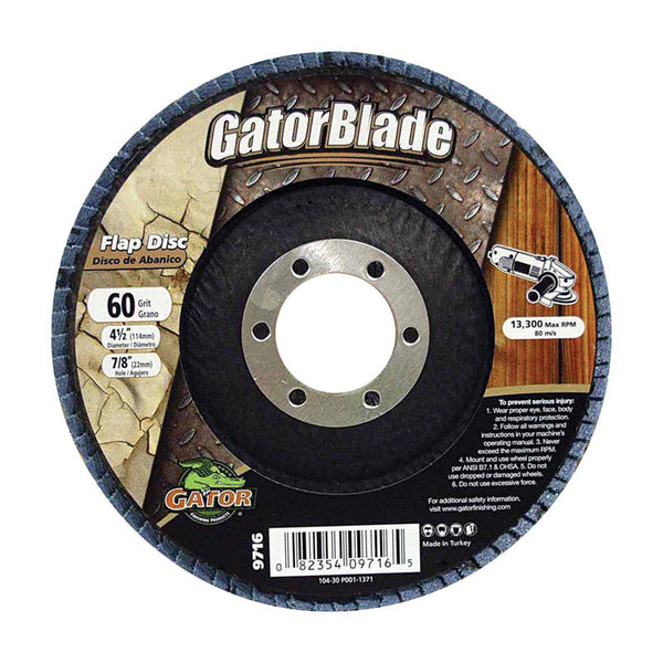 Disco de láminas Gator de óxido de aluminio y circonio de 4-1/2 pulg. de diámetro x 7/8 pulg., grano 60, paquete de 1
