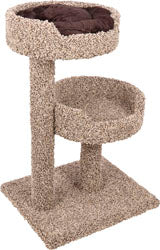 Percha para gatos alfombrada de 2 pisos con cama tipo donut