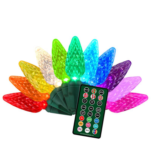 Cadena de luces navideñas Celebrations Platinum LED C6 multicolor de 50 unidades, 25 pies.