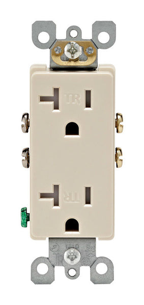 Leviton Decora 20 amperios 125 V Duplex Light Almond Tomacorriente resistente a manipulaciones 5-20R Paquete de 1