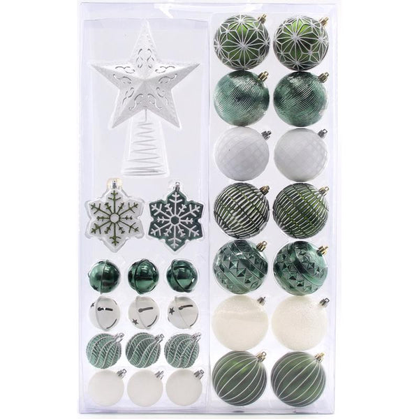 Adornos de bosque invernal de color verde y blanco de Celebrations, 3,15 pulgadas (paquete de 6)