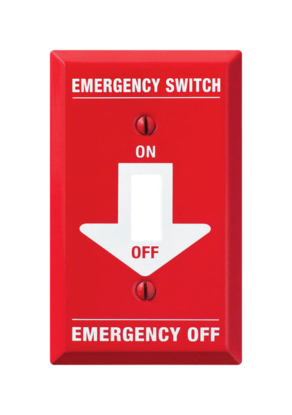 Amerelle Pro Emergency Red/White 1 gang Stamped Steel Toggle Emergency Switch Wall Plate 1 pk