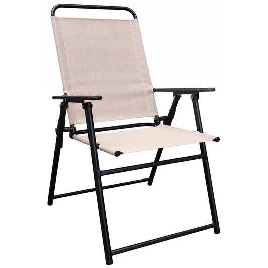 Living Accents Black Steel Powder Coated Frame Tan Cushion Sling Chair 250 lbs. Capacity