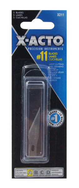 Hoja de repuesto de acero al carbono para trabajos livianos X-Acto n.° 11, paquete de 5