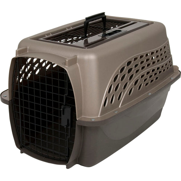 Perrera Petmate de 2 puertas con carga superior, color bronceado perlado metálico/café molido, 24 pulgadas, 0-15 lb