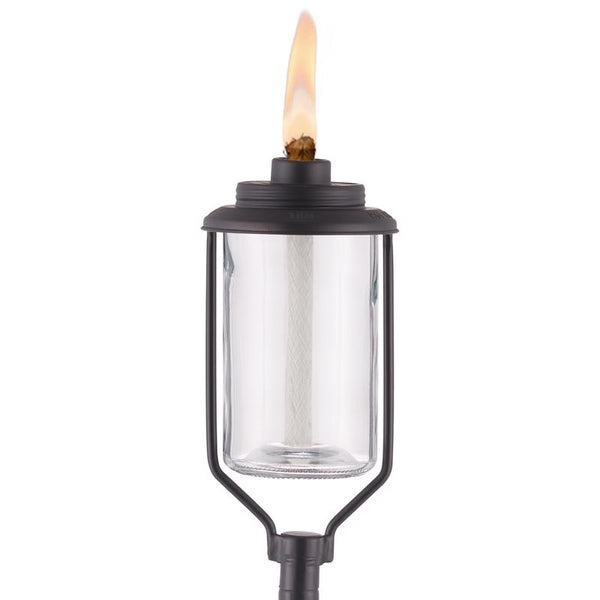 Antorcha Tiki para exteriores convertible de 65 pulgadas, de vidrio transparente y negro, 1 unidad