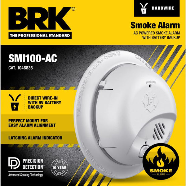 Detector de humo por ionización cableado con batería de respaldo BRK