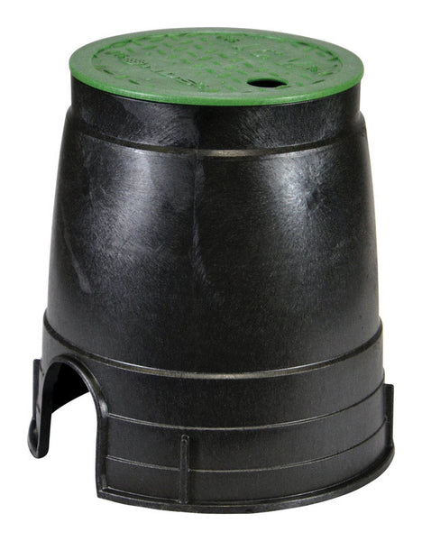 NDS Econo 6 in. D X 8.5 in. H Round Valve Box with Overlapping Cover Black/Green