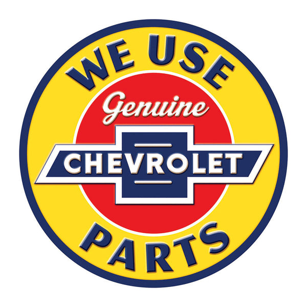 Open Road Brands General Motors We Use Genuine Chevrolet Parts Magnet Embossed Tin (Pack of 4)