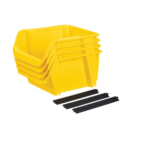CONTENEDORES APILABLES 9.5" AMARILLO 4 PIEZAS