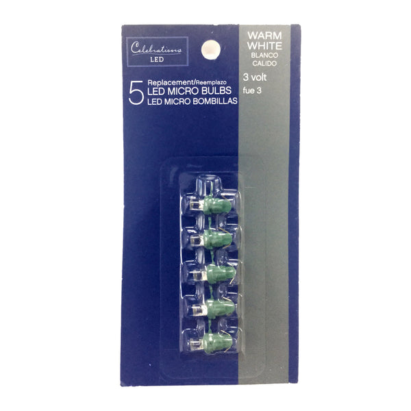 Bombillas de repuesto para Navidad de 5 mm, LED azules, microbombillas, luz blanca cálida, 5 unidades