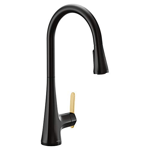 Grifo de cocina monomando de arco alto extraíble en color negro mate