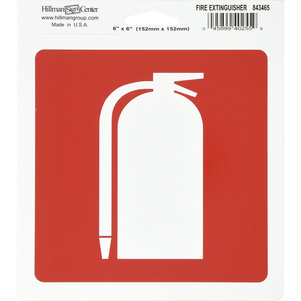 Calcomanía para extintor de incendios Hillman English Red de 6 pulgadas de alto x 6 pulgadas de ancho (paquete de 6)