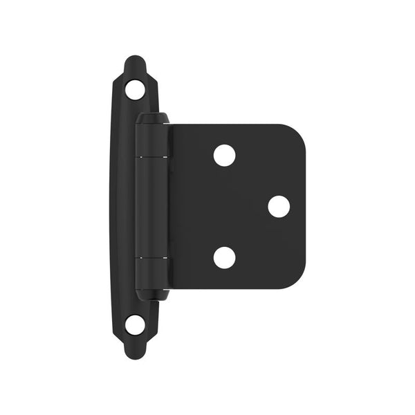 Bisagra superpuesta de acero negro plano Amerock de 1-3/4 pulg. de ancho x 2-3/4 pulg. de largo, paquete de 10