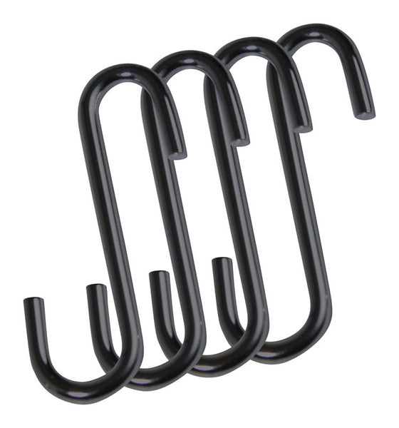 GANCHOS "S" NEGROS, PAQUETE DE 4, 1.5"