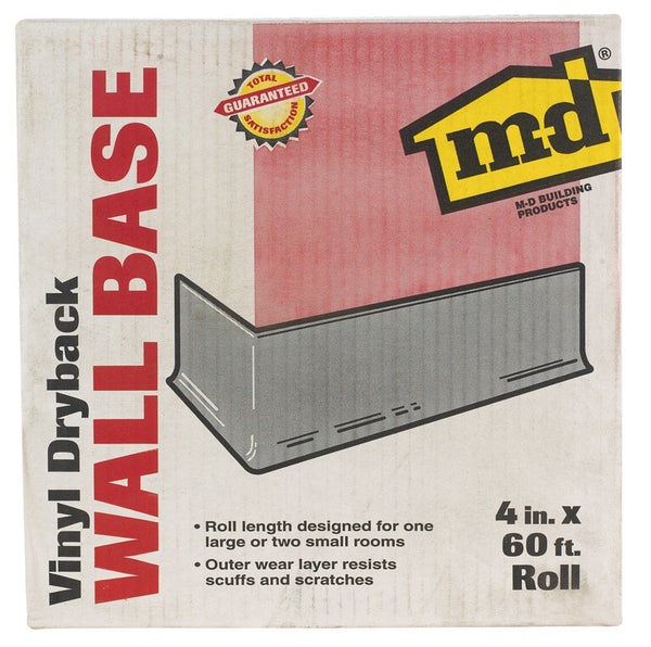 Zócalo de pared de vinilo marrón preacabado de MD Building Products de 4 pulg. de alto x 0,08 pulg. de ancho x 60 pies de largo