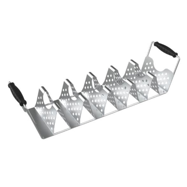 Blackstone Silver Rubber Handle Stainless Steel Taco Tray 17 in. L x 5 in. W