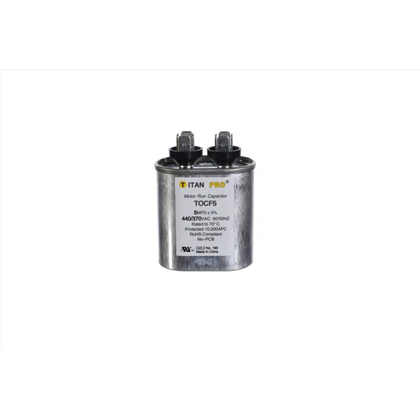 Condensador de funcionamiento ovalado Titan Pro 5 MFD de 440 V
