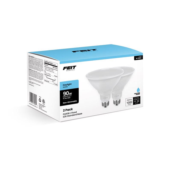 Bombilla LED Feit PAR38 E26 (mediana), luz diurna, equivalente a 90 vatios, paquete de 2