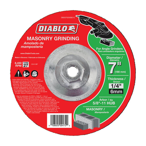 Disco de corte circular para mampostería de carburo de silicio de 7 pulg. DX de 5/8 pulg. de Diablo, 1 pieza