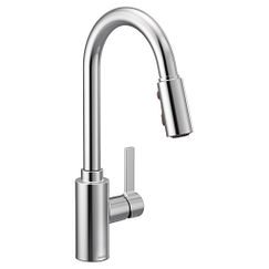 Chrome one-handle high arc pulldown kitchen faucet
