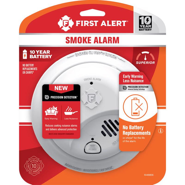 Detector de humo ionizador alimentado por batería First Alert de 10 años de duración