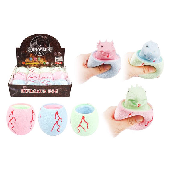 Diamond Visions Dinosaur Egg Pop-Up Squeeze Toy Silicone Assorted (Pack of 12)