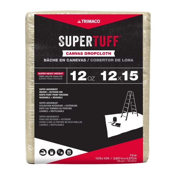 Trimaco Supertuff 12 Ft. W X 15 Ft. L Canvas Drop Cloth 1 Pk